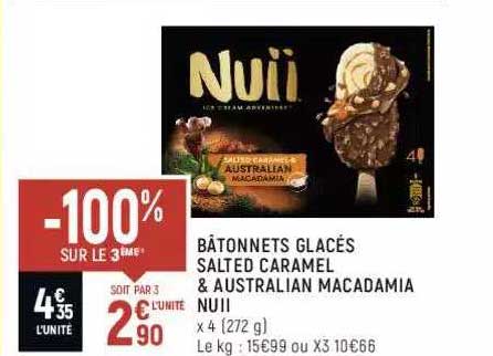 bâtonnets glacés salted caramel & australian macadamia nuii -100% sur le 3ème