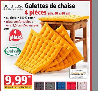 Bella Casa Galettes De Chaise 4 Pièces