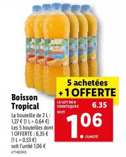 boisson tropical 5 achetées + 1 offerte