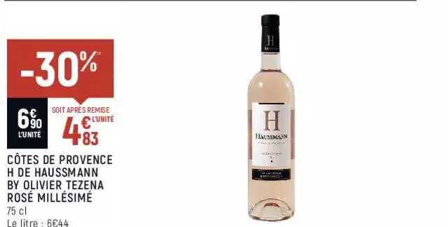 Côtes De Provence H De Haussmann By Olivier Tezena Rosé Millésimé