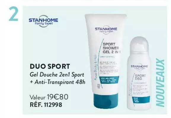 duo sport gel douche 2en1 sport + anti-transpirant 48 h