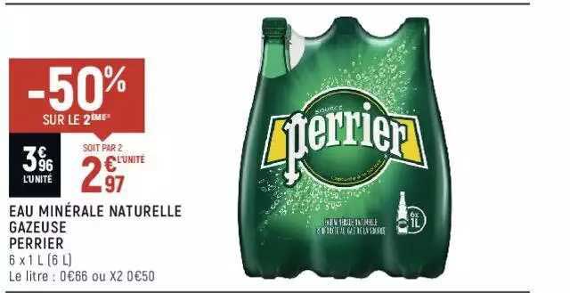 Eau Minérale Naturelle Gazeuse Perrier -50% Sur Le 2ème