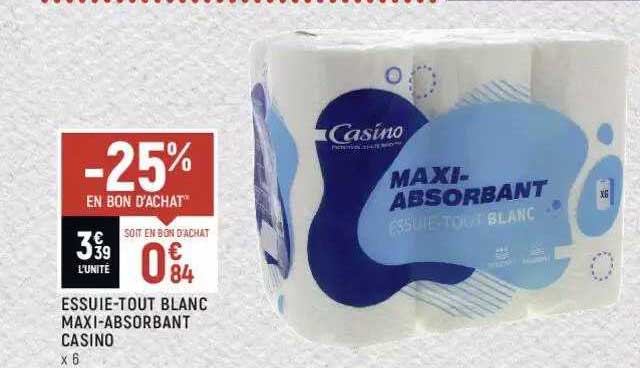 essuie-tout blanc maxi-absorbant casino