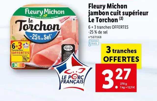 fleury michon jambon cuit supérieur le torchon