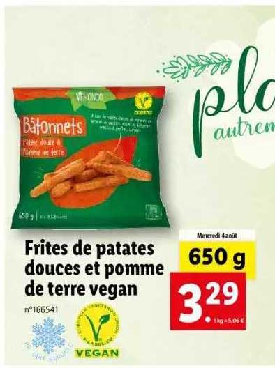 frites de patates douces et pomme de terre vegan