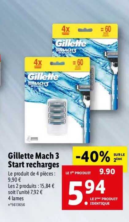 gillette mach3 start recharges -40% sur le 2ème