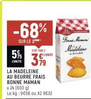 la madeleine au beurre frais bonne maman -68% sur le 2ème
