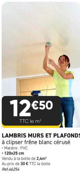 lambris murs et plafonds à clipser frêne blanc cérusé