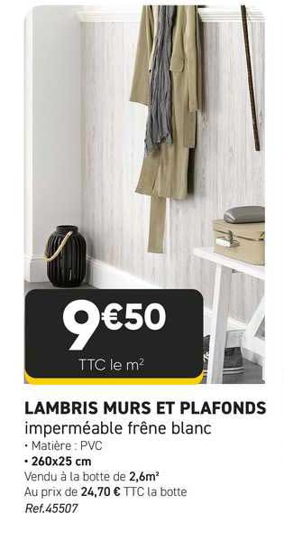 lambris murs et plafonds imperméable frêne blanc