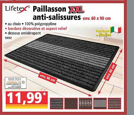lifetex paillasson xxl anti-salissures