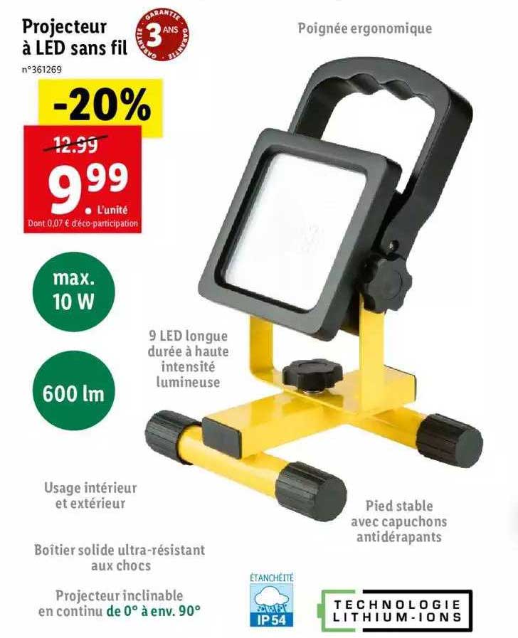 Projecteur à Led Sans Fil