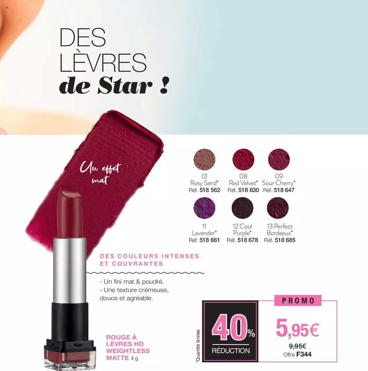 rouge à lèvres hd weight less matte