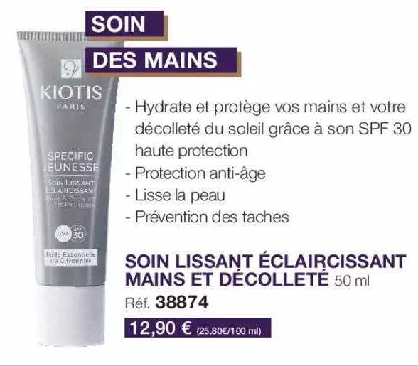 soin lissant éclaircissant mains et décolleté