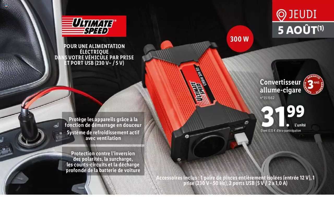 ultimate speed convertisseur allume-cigare