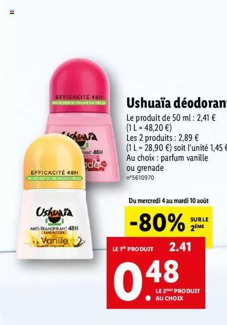Ushaïa Déodorant -80% Sur Le 2ème