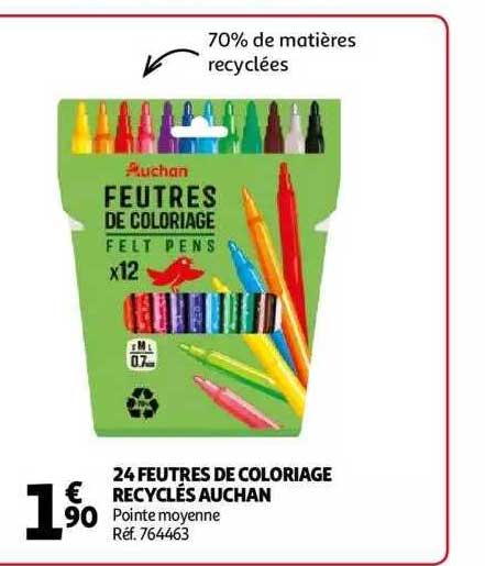 24 Feutres De Coloriage Recyclés Auchan