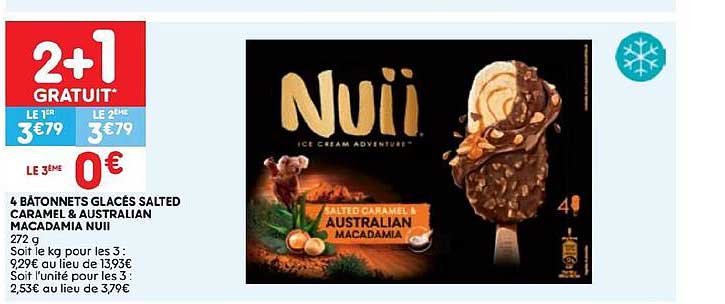4 bâtonnets glacés salted caramel & australian macadamia nuii 272g