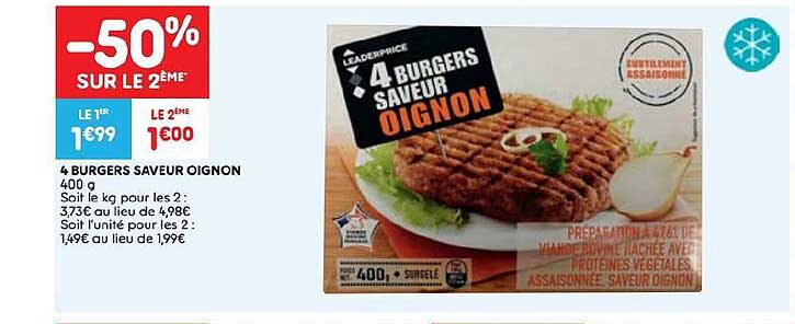 4 burgers saveur oignon 400g