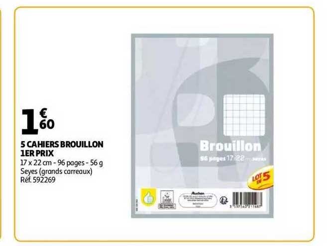 5 cahiers brouillon 1er prix