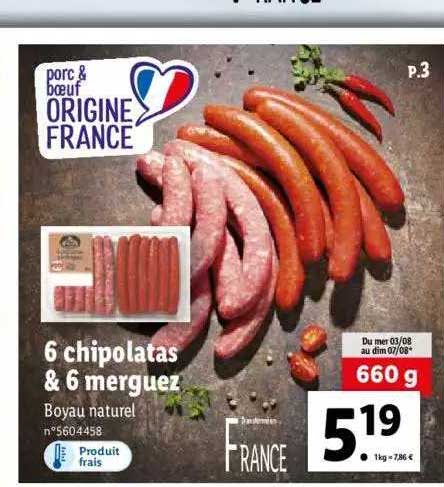 6  Chipolatas & 6 Merguez