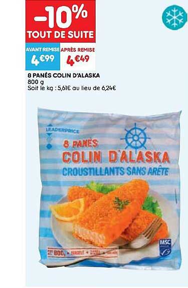 8 panés colin d'alaska 800g
