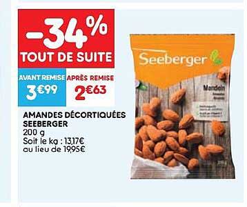 amandes décortiquées seeberger 200g