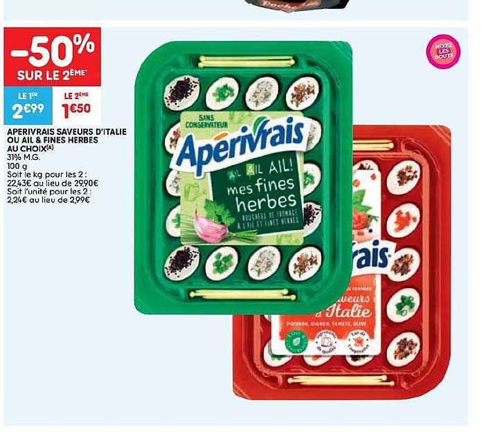 aperivrais saveurs d'italie ou ail & fines herbes au choix