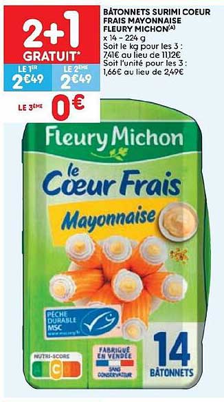 bâtonnets surmi coeur frais mayonnaise fleurry michon