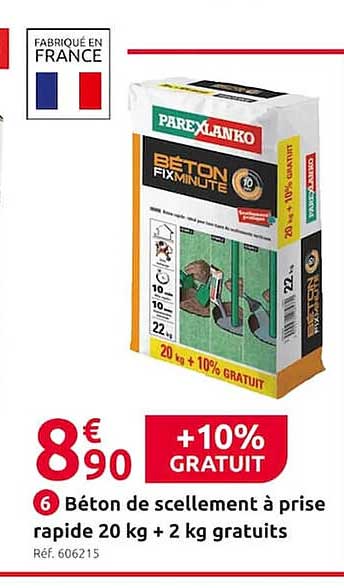 béton de scellement à prise rapide 20kg + 2kg gratuits