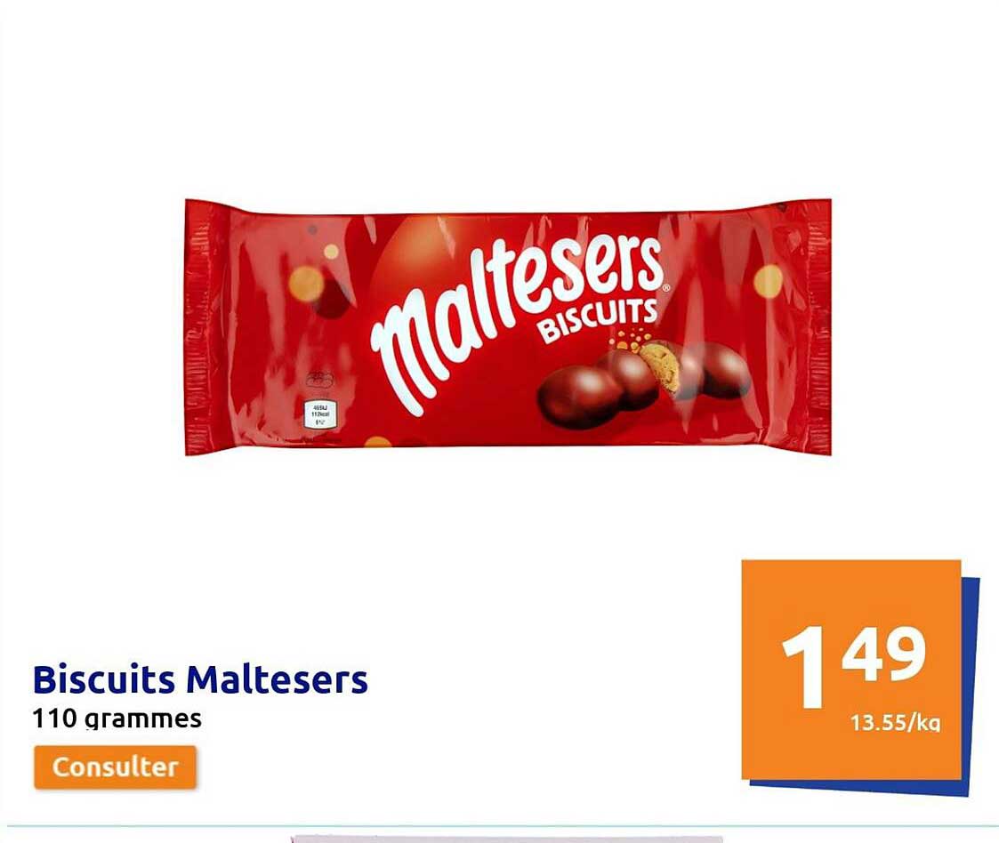 biscuits maltesers 110 grammes