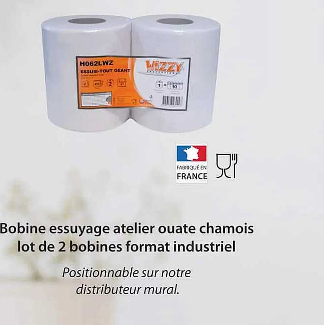 bobine essuyage atelier ouate chamois lot de 2 bobines format industriel