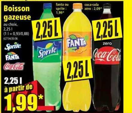 boisson gazeuse sprite, fanta, coca-cola