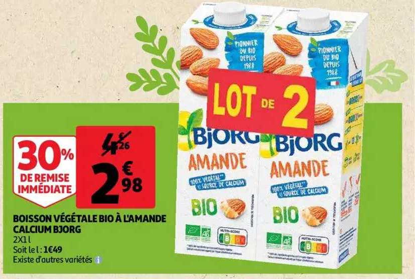 boisson végétale bio à l'amande calcium bjorg