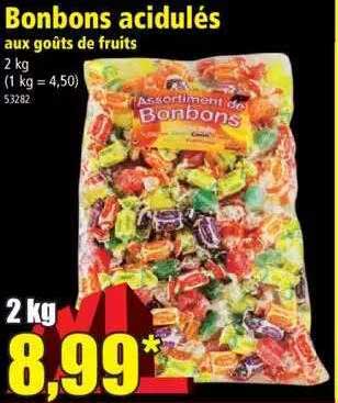 bonbons acidulés aux goûts de fruits