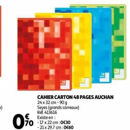 Cahier Carton 48 Pages Auchan