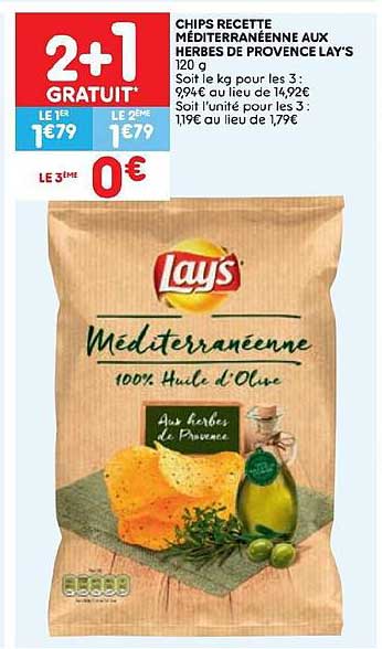 chips recette méditerrannéenne aux herbes de provence lay's 120g