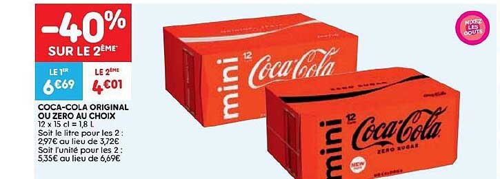 coca-cola original ou zéro au choix