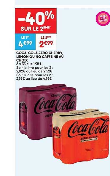 coca-cola zero cherry lemon ou no caffeine au choix