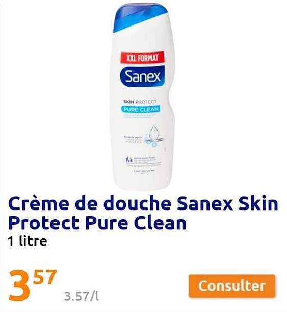 crème de douche sanex skin protect pure clean 1 litre