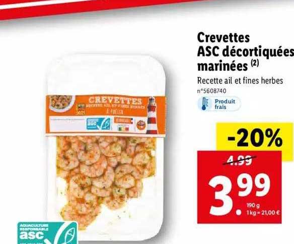 Crevettes Asc Décortiquées Marinées