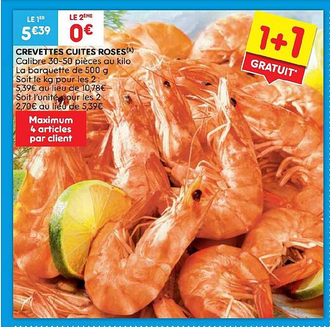 crevettes cuites roses