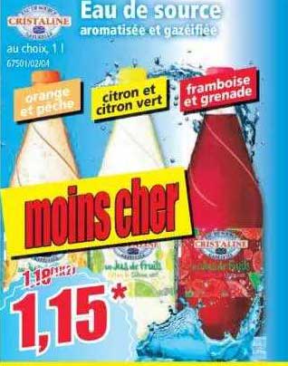 eau de source aromatisée et gazéifiée cristaline