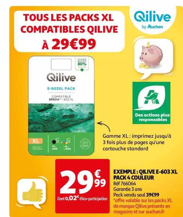 exemple : qilive e-603 xl pack 4 couleur