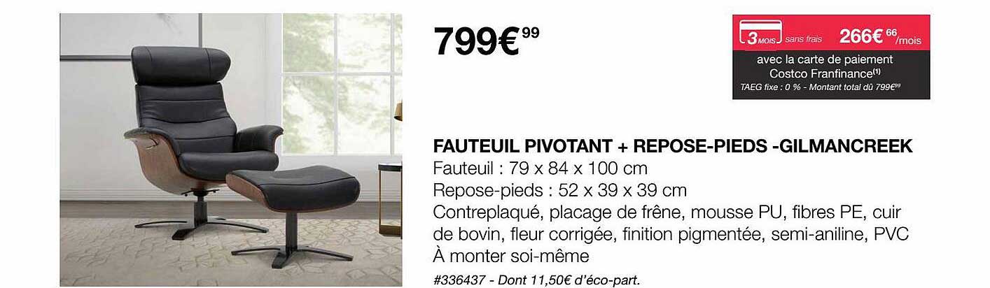 fauteuil pivontant + repose-pieds