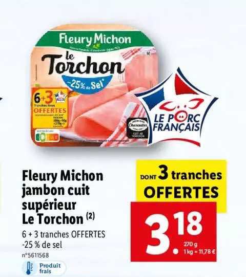 fleury michon jambon cuit supérieur le torchon