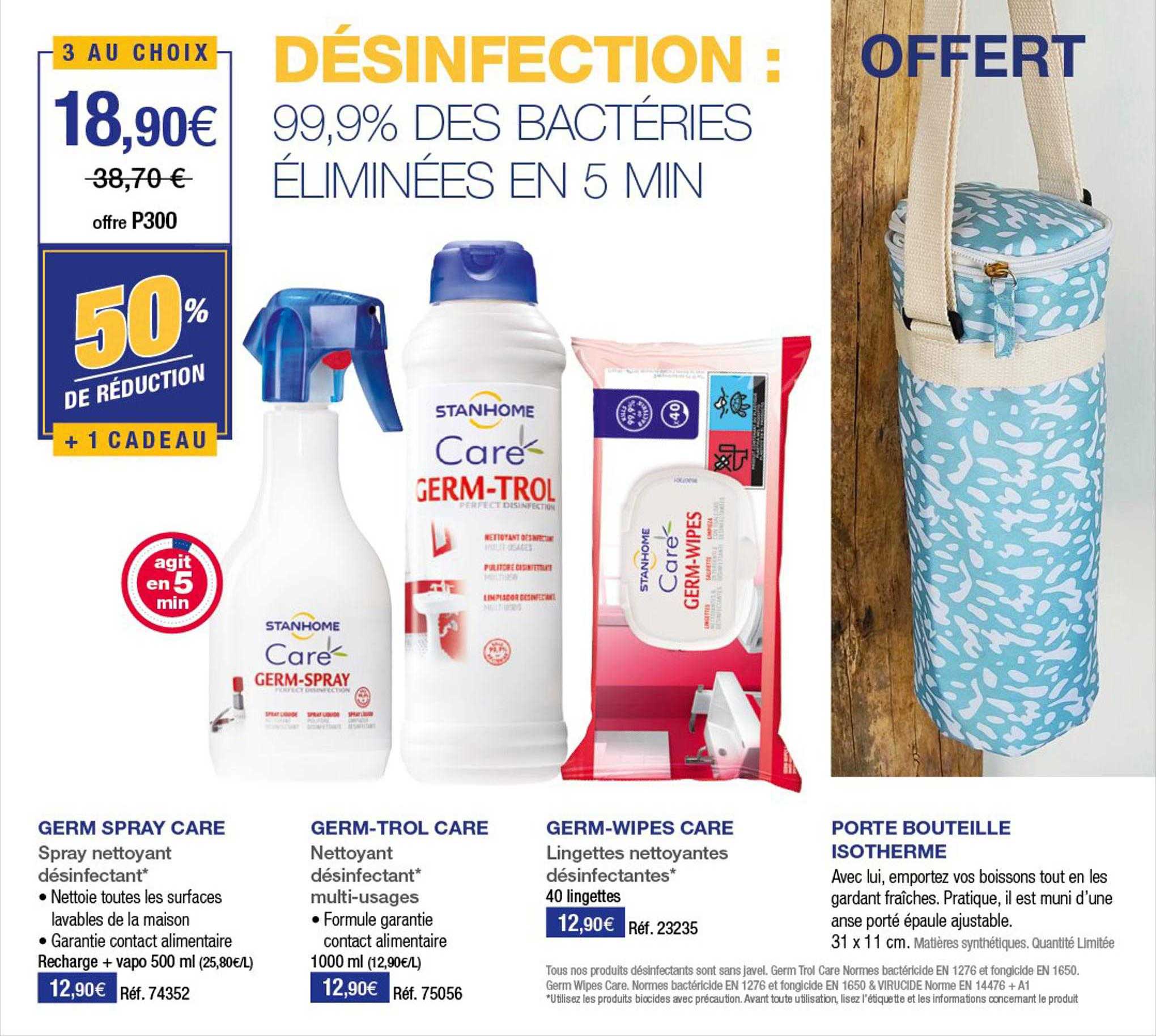 germ spray care, germ-trol care, germ-wipes care, porte bouteille isotherme