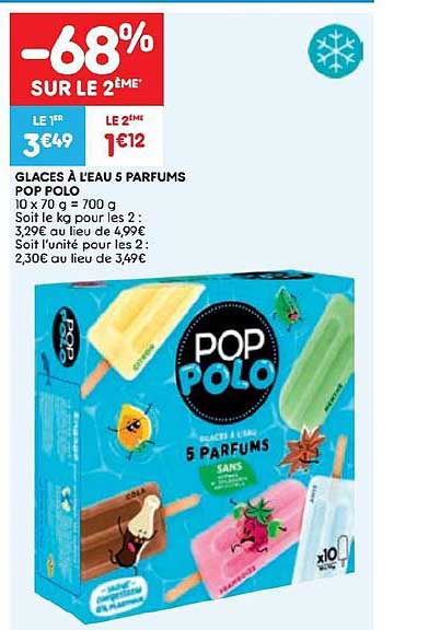 glaces à l'eau 5 parfums pop polo