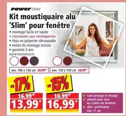 kit moustiquairez alu 'slim' pour fenêtre power rec