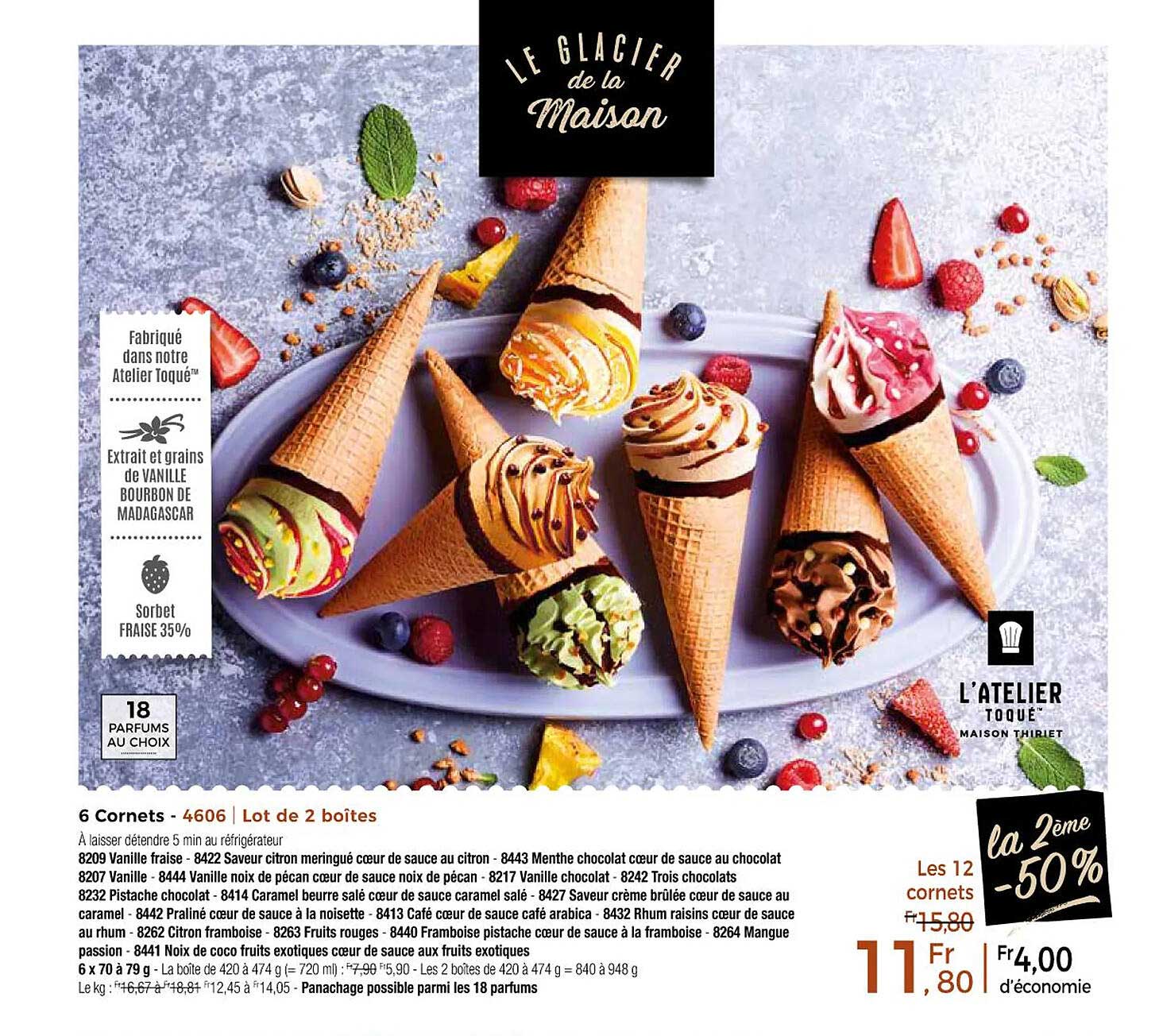 le glacier de la maison 6 cornets l'atelier toqué