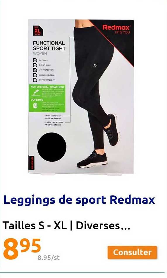 leggins de sport redmax tailles S-XL